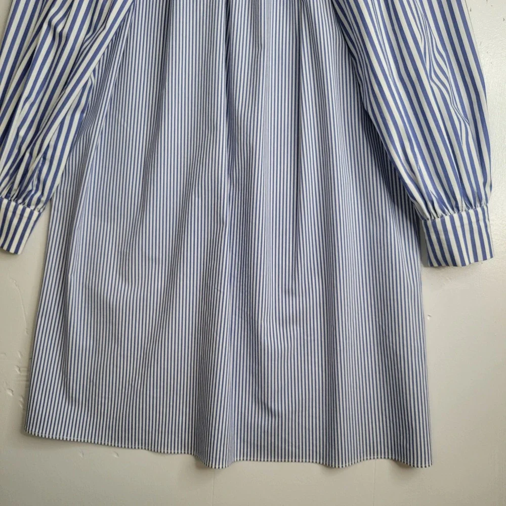 Maggy London Womens‎ Blue White Striped Cold Shoulder Ruffle Shift Dress Size 10